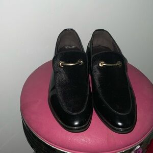 Black Loafers with Gold Accent